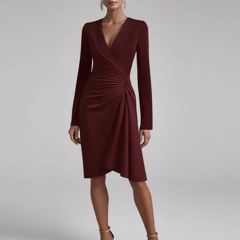 Vestido Curto Tubinho de Malha Plissado para Eventos Lenogue Vermelho / p